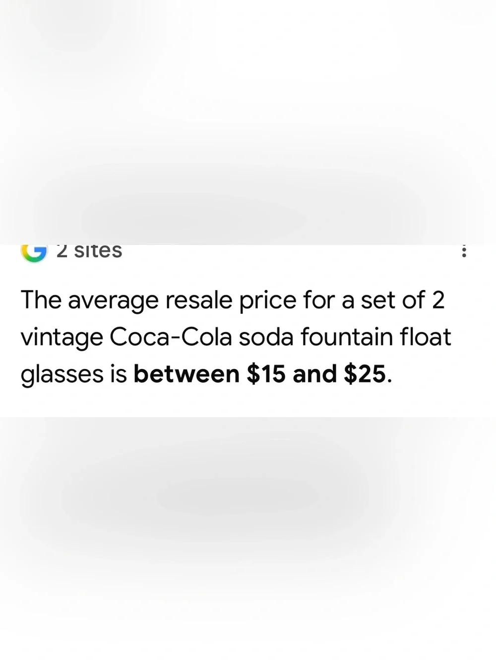 Set of (2) Vintage Coca Cola Soda Fountain Milkshake Glasses